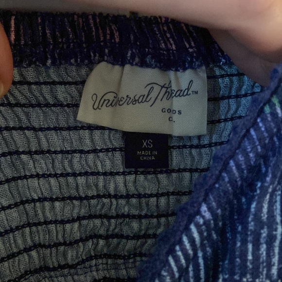 👗 NWT Universal Thread Navy Purple Striped Cross Back Linen Dress sz XS 💜 - Picture 6 of 11